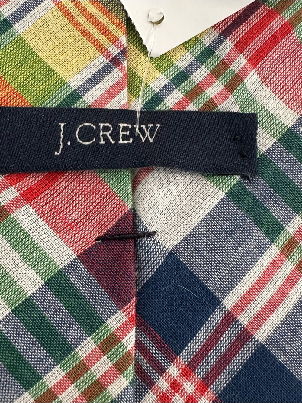 J Crew Cotton Tie Red Blue Green Plaid 58”x 4” - Picture 3 of 5